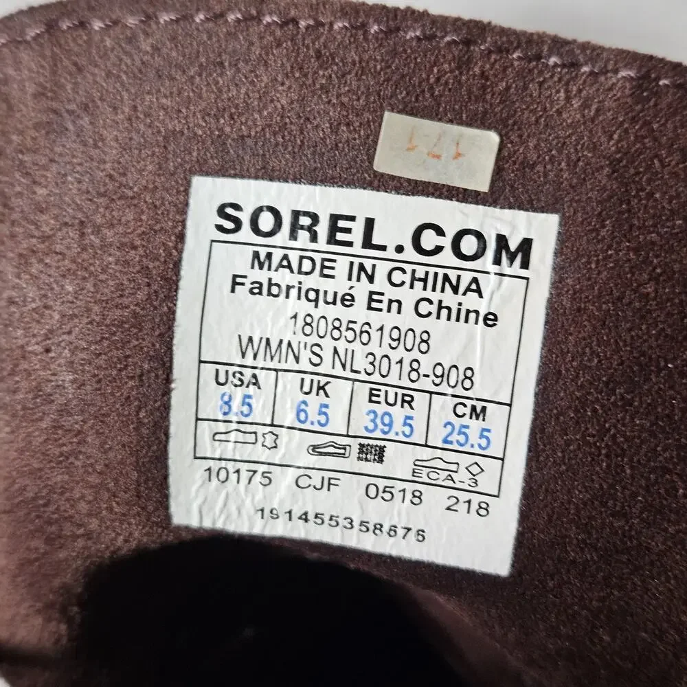 Sorel Joan of Arctic Wedge II Ankle Boots Womens Size 8.5 Brown Nubuck Leather